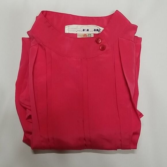 🎁5/$25 Impromptu Blouse Women's Size 10 Button Up Pink Long Sleeve Pleat - Picture 11 of 12